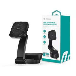 Devia ST398735 Smart Series Magnetic 15W műszerfalra/szélvédőre helyezhető fekete vezeték nélküli autós töltő/tartó 135036519 - Devia