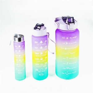 TOO KT-399 3in1 kulacs, 2.000ml+900ml+280ml-es színátmenetes motivációs kulacs idézetekkel és időskálával 135039515 - Étel & Ital hordozó