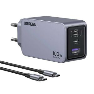 UGREEN Nexode Pro 100W GaN Töltő - 2x USB-C, 1x USB-A, Szürke 140450011 - Ugreen