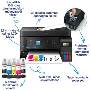 Epson EcoTank L5590 színes tintasugaras multifunkciós nyomtató tintapalackokkal, LCD kijelzővel és automatikus dokumentumadagolóval - Nyomtató & Szkenner