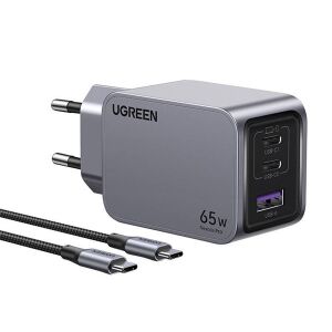 UGREEN Nexode Pro 65W GaN USB-C/USB-A Hálózati Töltő + Type-C kábel - Fekete 138864686 - Ugreen