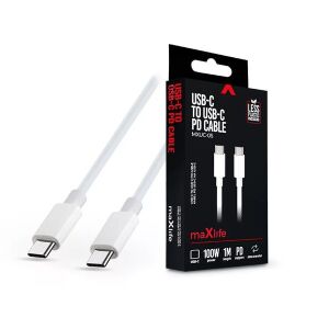 Maxlife TF-0181 1m 100W Fehér USB-C - USB-C Adat- és Töltőkábel - USB kábel