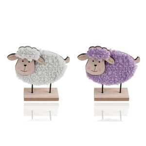 IRIS dekor fa bari álló fehér/lila 2 szortiment 13x14cm 135023488 - Szezonális dekoráció