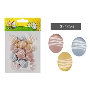 IRIS dekor tojás 12db pasztell csíkos 3x4cm 135023136 - Szezonális dekoráció