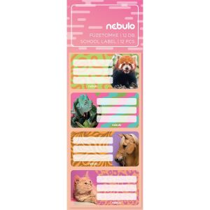Füzetcímke 12db-os, Cukiállatok, vegyes minták, Nebulo 135084065 - Füzetcímke
