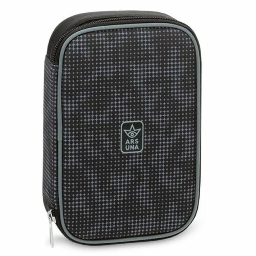 Ars Una többszintes tolltartó - Moire fekete/szürke pixel