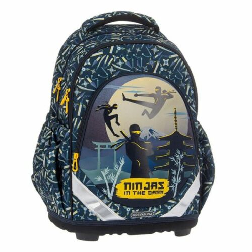 Ars Una Ninjas in the Dark ergonomikus iskolai hátizsák ninja dizájnnal