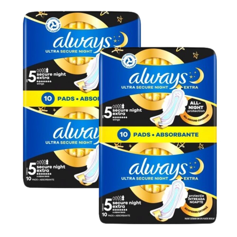 E-shop Always Ultra Secure Night Extra hygienické vložky s krídlami 2x10ks