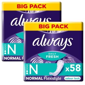 Wkładki higieniczne Always Dailies Flexistyle Normal, Duże Opakowanie, 2x58 sztuk - Always