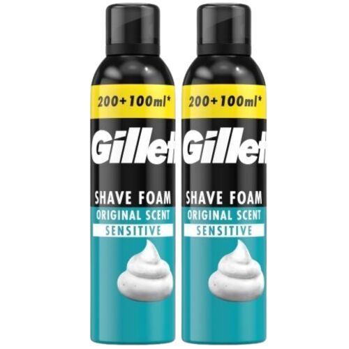 Dwa pojemniki pianki do golenia Gillette Classic Sensitive, opakowanie 2x300ml