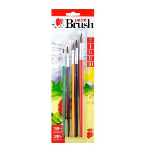 ICO Süni Ecsetkészlet - 5db-os, Festett Fanyelű, 2/4/6/8/10 135141726