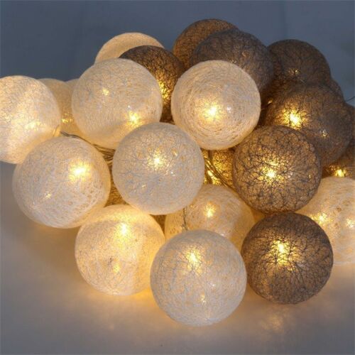 Iris 30 LED USB fényfüzér, szürke és fehér fonott gömb design