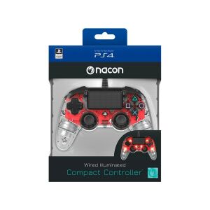 Nacon 2804955 Compact PS4 vezetékes átlátszó-halványpiros kontroller 135144736 - Nacon