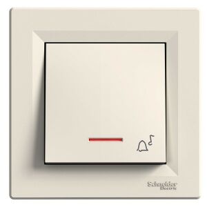 Schneider EPH1700123 ASFORA jelzőfényes/csengőjel/rugós bekötés/bézs egypólusú nyomó 135147761 - Schneider Villanykapcsoló