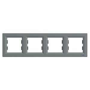 Schneider EPH5800462 ASFORA vízszintes acél négyes keret 135152778 - Villanykapcsoló keret