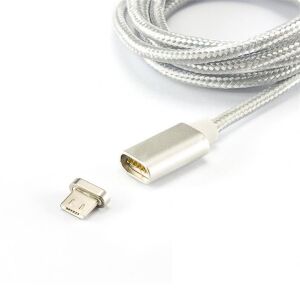 Sbox MAGNETIC-MUSB 1m mágneses ezüst Micro USB kábel 135155244 - USB kábel