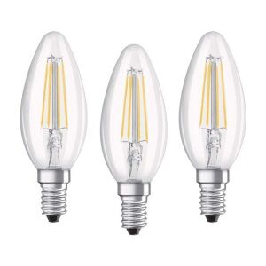 Osram Base átlátszó üveg búra/4W/470lm/2700K/E14/dobozos LED gyertya izzó 3 db 135163403 - Osram Izzó