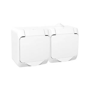 Schneider WDE000523 CEDAR PLUS GYV/csapófedéllel/IP44 fehér 2x2P+F csatlakozóaljzat 135169217 - Schneider