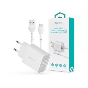 Devia ST364020 5V/2.4A Smart 2xUSB Hálózati töltő adapter + 1 m Micro USB kábel 135176590 - Devia