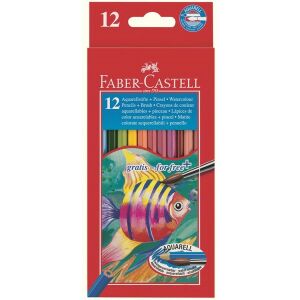 Faber-Castell Aquarell Színes Ceruza Készlet - 12 db + Ecset - Vízfesték Hatás 135183108 - Irodaszer & Írószer