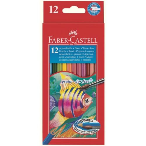 Faber-Castell Aquarell Színes Ceruza Készlet - 12 db + Ecset - Vízfesték Hatás 135183108