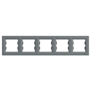 Schneider EPH5800562 ASFORA vízszintes acél ötös keret 135184672 - Villanykapcsoló keret
