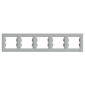 Schneider EPH5800561 ASFORA vízszintes alumínium ötös keret 135184675 - Villanykapcsoló keret
