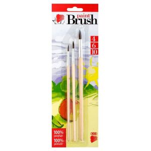 ICO Süni Ecsetkészlet - 3db-os, Póniszőr, Natúr Fanyelű (4/6/10) 135185907 - Iskolai ecset