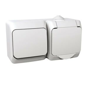 Schneider WDE000504 CEDAR PLUS váltókapcsolóval/IP44 fehér 2P+F csatlakozóaljzat 135189350 - Schneider