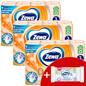 Zewa Deluxe Cashmere Peach Toaletný papier 24 roliek s vlhčenými utierkami zdarma - Výrobky z papiera pre domácnosť