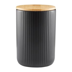 Recipient de depozitare Ambition Curly negru cu capac din bambus, 850ml - Ustensile de bucătărie