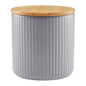 Recipient de depozitare Ambition Curly gri cu capac din bambus, 600ml - Ustensile de bucătărie
