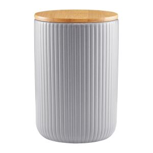 Recipient de depozitare Ambition Curly gri cu capac din bambus, 850ml - Ustensile de bucătărie