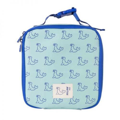 MILAN Izoterm zöld hőszigetelt uzsonnástáska fóka mintával