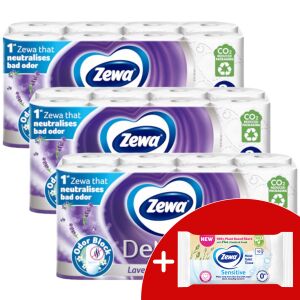 Zewa Deluxe Lavender Dreams 3 rétegű Toalettpapír 3x16 tekercs + Ajándék nedves WC papír  135243864
