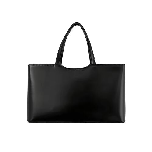 Dollcini Női PU Bőr Kézitáska – Koreai Minimalista Stílusú Nagyméretű Elegáns Tote Táska Napi Használatra és Munkába,fekete