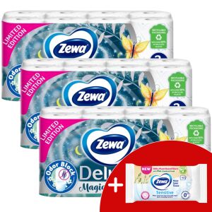 Zewa Deluxe Magic Garden 3 straturi hârtie igienică - ediție limitată 3x16 role + cadou hârtie igienică umedă 