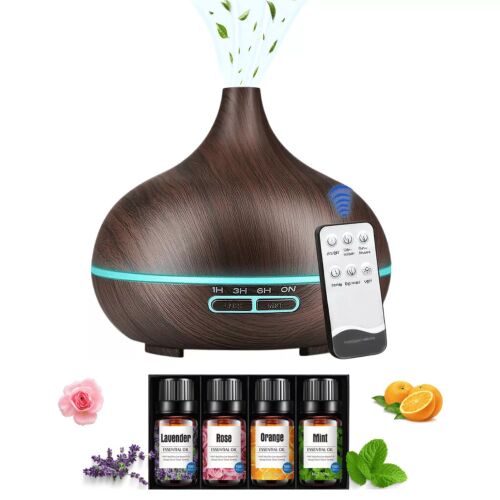 Fa mintázatú, sötétbarna aroma diffúzor és 4 részes Pulaiyi illóolaj szett 135285729