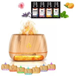 Aromaterapeutický zvlhčovač vzduchu Pulaiyi s efektom plameňa - s himalájskou soľou a 4 esenciálnymi olejmi 135285740 - Difuzér