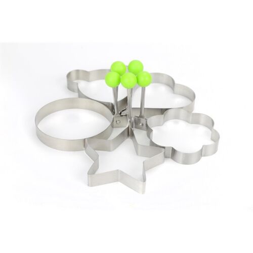 IRIS KT-177 tojássütő forma 5 db-os (kerek, szív, csillag, , virág, egér) 135288284