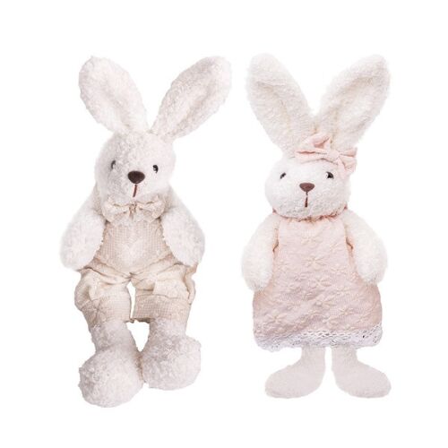 IRIS dekor textil nyuszi fehér/lila virágmintás 2 szortiment 16cm 135289323