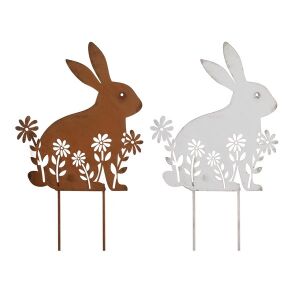 IRIS dekor fém beszúró nyuszi ülő 2 szortiment 13x15+7cm 135289525 - Szezonális dekoráció