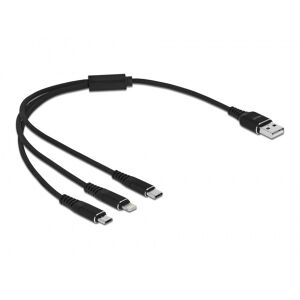 Delock 87152 30cm 3 az 1-ben USB-A - Lightning/MicroUSB/USB-C töltő kábel 135293355 - USB kábel