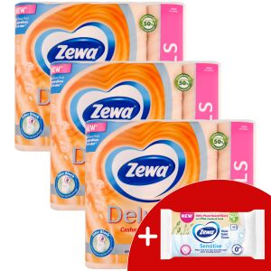 Zewa Deluxe Cashmere Peach 3 Ply Toilet Paper 3x32 rolls + Gift Wet Toilet Paper 