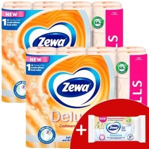 Zewa Deluxe Cashmere Peach 3 rétegű Toalettpapír 3x32 tekercs + Ajándék nedves WC papír  135245269