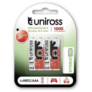 Uniross Hybrio AAA 1000mAh Ni-MH Újratölthető Akkumulátor - 4db 135302336 - Uniross