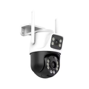 Vizualizare în unghi a camerei de securitate exterioară Vizzyo cu lentilă dublă - Camere de supraveghere