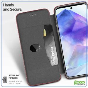 Gekko Elegance Samsung Galaxy A55 Mágneses Flip Tok - Kártyatartó, Állvány, Cseresznyevirág