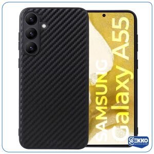 Samsung Galaxy A55 tok - vékony szilikon, karbon bőr, kamerakivágásokkal, ultravékony, gél, 0,3 mm, GEKKO Mobile®
