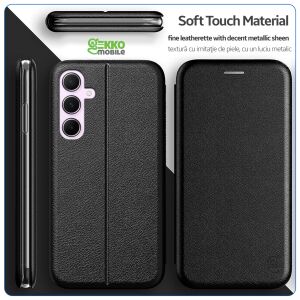 Gekko Elegance Samsung Galaxy A55 Tok - Mágneses, Kártyatartós, Állványos - Fekete